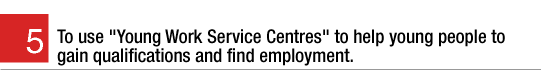 5. To use "Young Work Service Centres" to help young people to gain qualifications and find employment.